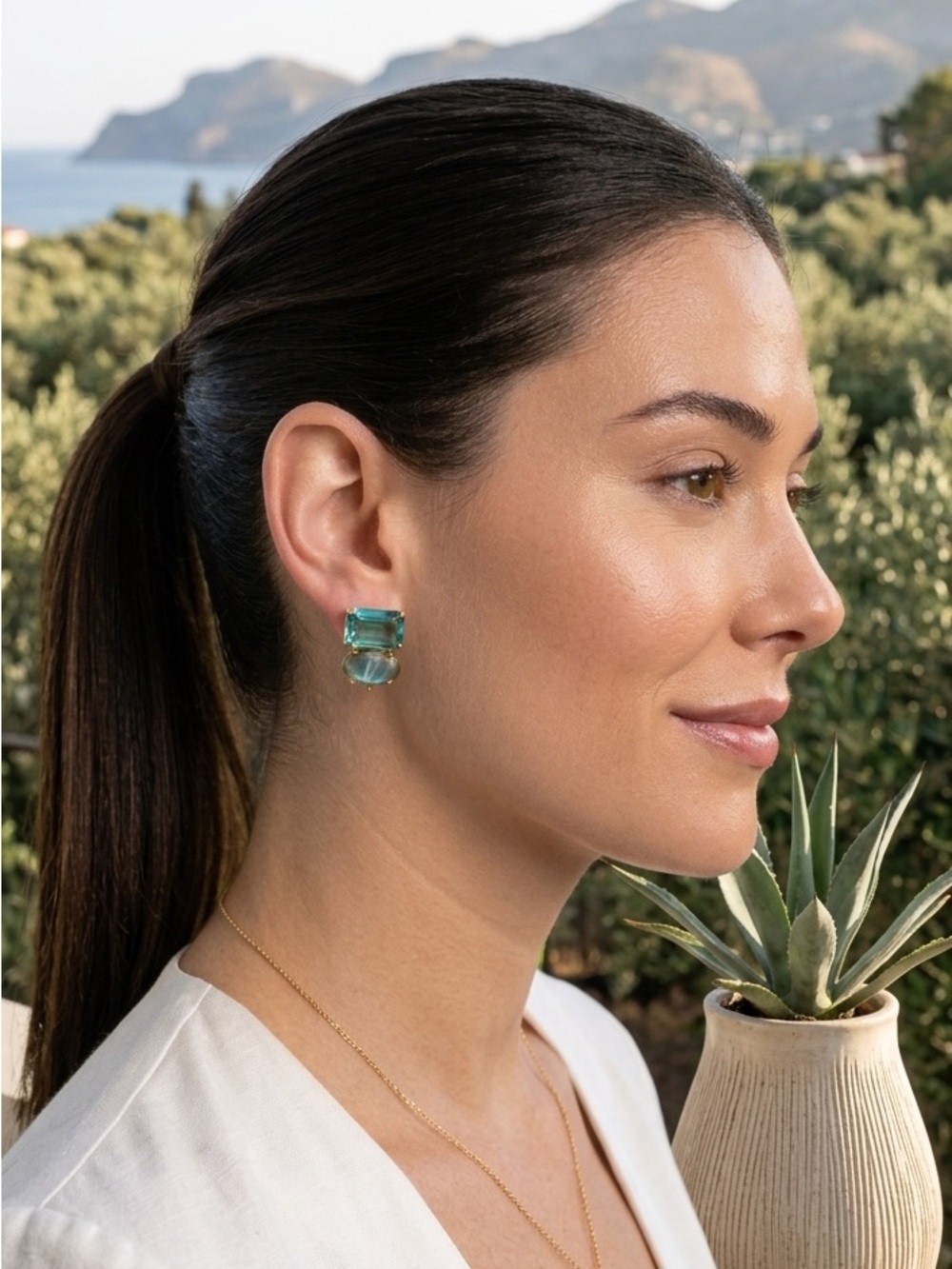 Blue Quartz & Labradorite Studs